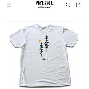 White Graphic T camping t shirt from pikes tee. Never worn.